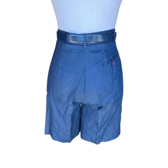 Nordstrom Point of View Women's Linen Blazer & Shorts Set Belted Navy Blue Sz 6 - Picture 5 of 12